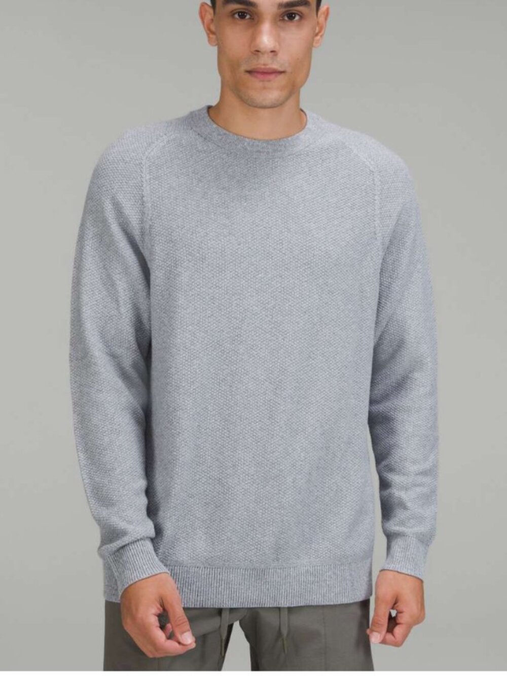 Lululemon Textured Knit Crewneck Sweater Heathered Gull Grey l large